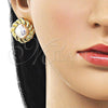 Oro Laminado Stud Earring, Gold Filled Style with Ivory Mother of Pearl, Polished, Golden Finish, 02.282.0044
