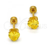 Stainless Steel Stud Earring, Heart Design, with Peridot Cubic Zirconia, Polished, Golden Finish, 02.271.0009.5