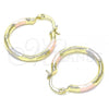Oro Laminado Small Hoop, Gold Filled Style Diamond Cutting Finish, Tricolor, 02.213.0152.1.25