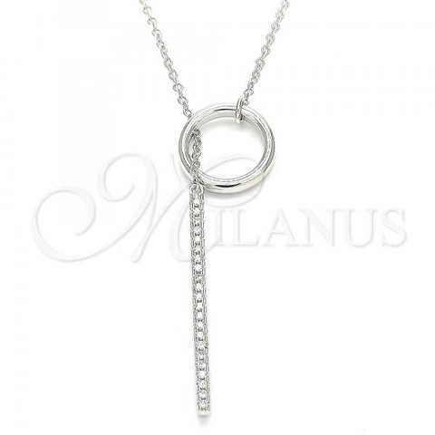 Sterling Silver Pendant Necklace, with White Cubic Zirconia, Polished, Rhodium Finish, 04.336.0214.16