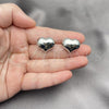 Rhodium Plated Stud Earring, Heart and Hollow Design, Polished, Rhodium Finish, 02.341.0198