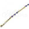 Oro Laminado Fancy Bracelet, Gold Filled Style Greek Key Design, Blue Polished, Golden Finish, 03.63.2072.2.08