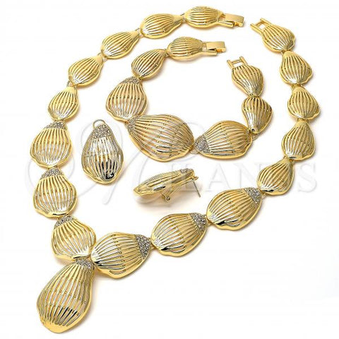 Oro Laminado Necklace, Bracelet and Earring, Gold Filled Style with  Crystal, Golden Finish, 06.59.0080