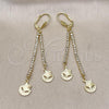 Oro Laminado Long Earring, Gold Filled Style Star Design, with Cubic Zirconia, Golden Finish, 5.089.001