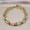 Oro Laminado Fancy Bracelet, Gold Filled Style Rolo Design, Polished, Golden Finish, 03.331.0234.09