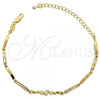 Oro Laminado Fancy Bracelet, Gold Filled Style with White Cubic Zirconia, Polished, Golden Finish, 5.030.007