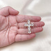 Oro Laminado Religious Pendant, Gold Filled Style Cross Design, with White Cubic Zirconia, Polished, Golden Finish, 05.341.0100