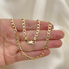 Oro Laminado Basic Necklace, Gold Filled Style Curb Design, Polished, Golden Finish, 5.222.005.28