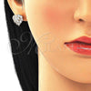 Oro Laminado Stud Earring, Gold Filled Style Heart Design, with White Cubic Zirconia, Polished, Golden Finish, 02.346.0003