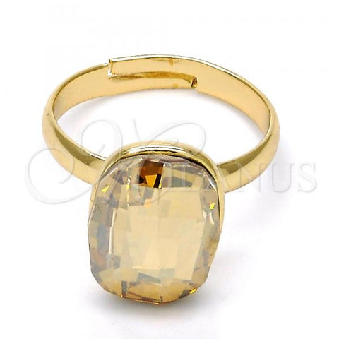Oro Laminado Multi Stone Ring, Gold Filled Style with Golden Shadow Swarovski Crystals, Polished, Golden Finish, 01.239.0011.5 (One size fits all)