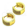 Oro Laminado Huggie Hoop, Gold Filled Style with Garnet and White Micro Pave, Polished, Golden Finish, 02.195.0072.1.15