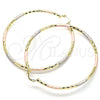Oro Laminado Extra Large Hoop, Gold Filled Style Diamond Cutting Finish, Tricolor, 02.213.0243.70