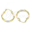 Oro Laminado Small Hoop, Gold Filled Style Diamond Cutting Finish, Tricolor, 02.213.0152.1.25