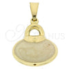 Oro Laminado Fancy Pendant, Gold Filled Style Purse Design, White Enamel Finish, Golden Finish, 45.016