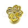 Oro Laminado Elegant Ring, Gold Filled Style Flower Design, Polished, Golden Finish, 01.282.0004