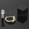 Oro Laminado Huggie Hoop, Gold Filled Style with White Cubic Zirconia, Polished, Golden Finish, 5.132.016