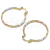 Oro Laminado Medium Hoop, Gold Filled Style Diamond Cutting Finish, Tricolor, 02.170.0297.30