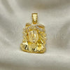 Oro Laminado Religious Pendant, Gold Filled Style Jesus Design, with White Cubic Zirconia, Polished, Golden Finish, 05.120.0032