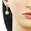 Oro Laminado Dangle Earring, Gold Filled Style Ball Design, Matte Finish, Golden Finish, 02.170.0504