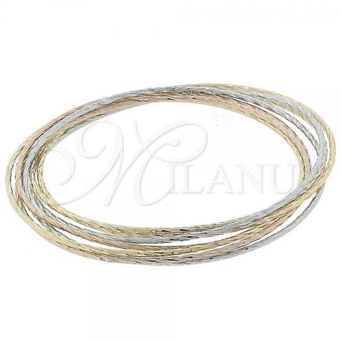 Oro Laminado Semanario Bangle, Gold Filled Style Diamond Cutting Finish, Tricolor, 5.233.014 (02 MM Thickness, Size 5)