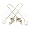 Oro Laminado Threader Earring, Gold Filled Style Dolphin Design, with Multicolor Cubic Zirconia, Polished, Golden Finish, 02.210.0333.1