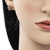 Oro Laminado Stud Earring, Gold Filled Style Star Design, with Dark Champagne Cubic Zirconia, Polished, Golden Finish, 02.310.0060