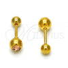 Stainless Steel Stud Earring, with Dark Champagne Crystal, Polished, Golden Finish, 02.271.0017.6