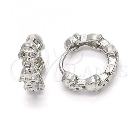 Sterling Silver Huggie Hoop, Skull Design, Polished, Rhodium Finish, 02.332.0025.12