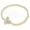 Oro Laminado Fancy Bracelet, Gold Filled Style Expandable Bead and Bee Design, with White Cubic Zirconia, Golden Finish, 03.299.0025.07