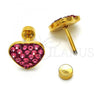 Stainless Steel Stud Earring, Heart Design, with Pink Crystal, Polished, Golden Finish, 02.271.0022.7