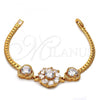 Oro Laminado Fancy Bracelet, Gold Filled Style Flower Design, with White Cubic Zirconia, Polished, Golden Finish, 26.01