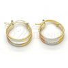 Oro Laminado Small Hoop, Gold Filled Style Matte Finish, Tricolor, 02.65.2618.15