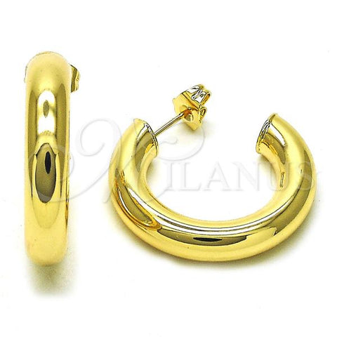 Oro Laminado Medium Hoop, Gold Filled Style Chunky Design, Polished, Golden Finish, 02.163.0312.30