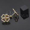 Oro Laminado Stud Earring, Gold Filled Style Heart Design, Enamel Finish, Golden Finish, 02.09.0051