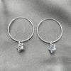 Sterling Silver Small Hoop, Star Design, with White Cubic Zirconia, Polished, Silver Finish, 02.401.0048.25