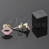 Oro Laminado Stud Earring, Gold Filled Style Lips Design, Pink Enamel Finish, Golden Finish, 02.64.0307 *PROMO*