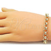 Oro Laminado Fancy Bracelet, Gold Filled Style Heart Design, Polished, Golden Finish, 03.331.0327.08