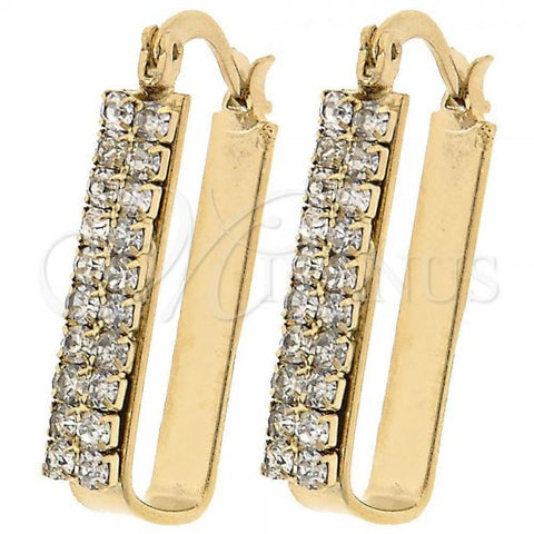 Oro Laminado Medium Hoop, Gold Filled Style with White Cubic Zirconia, Polished, Golden Finish, 5.141.022