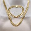 Oro Laminado Necklace and Bracelet, Gold Filled Style Chunky Design, Polished, Golden Finish, 06.213.0024