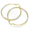 Oro Laminado Large Hoop, Gold Filled Style Diamond Cutting Finish, Tricolor, 02.170.0394.60