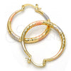Oro Laminado Medium Hoop, Gold Filled Style Hollow Design, Diamond Cutting Finish, Tricolor, 02.170.0084.1.30