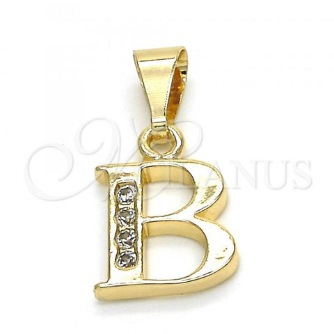 Oro Laminado Fancy Pendant, Gold Filled Style Initials Design, with White Cubic Zirconia, Polished, Golden Finish, 05.26.0013