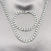 Stainless Steel Necklace and Bracelet, Curb Design, Polished, Steel Finish, 06.116.0051