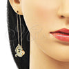 Oro Laminado Threader Earring, Gold Filled Style Swan Design, with White and Black Micro Pave, Polished, Golden Finish, 02.210.0816