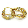 Oro Laminado Medium Hoop, Gold Filled Style Greek Key Design, Polished, Tricolor, 02.102.0006.25