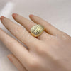 Oro Laminado Elegant Ring, Gold Filled Style Diamond Cutting Finish, Golden Finish, 01.213.0054