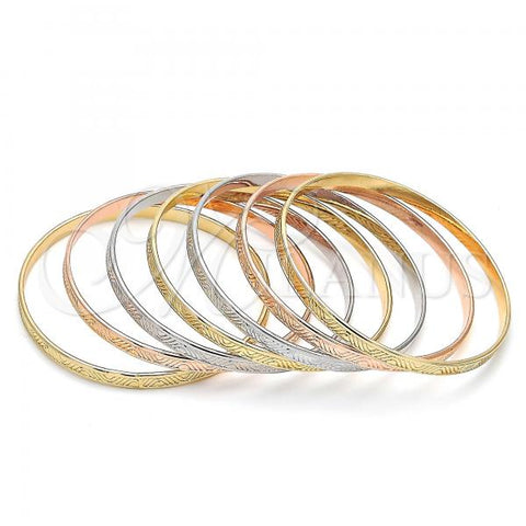 Oro Laminado Semanario Bangle, Gold Filled Style Polished, Tricolor, 07.252.0074.1.05