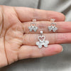 Sterling Silver Earring and Pendant Adult Set, Flower Design, Polished, Silver Finish, 10.398.0010