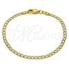 Oro Laminado Basic Bracelet, Gold Filled Style Curb Design, Diamond Cutting Finish, Golden Finish, 5.222.007.07
