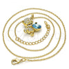 Oro Laminado Pendant Necklace, Gold Filled Style Teddy Bear Design, with Aquamarine and Aurore Boreale Swarovski Crystals, Polished, Golden Finish, 04.239.0041.5.18